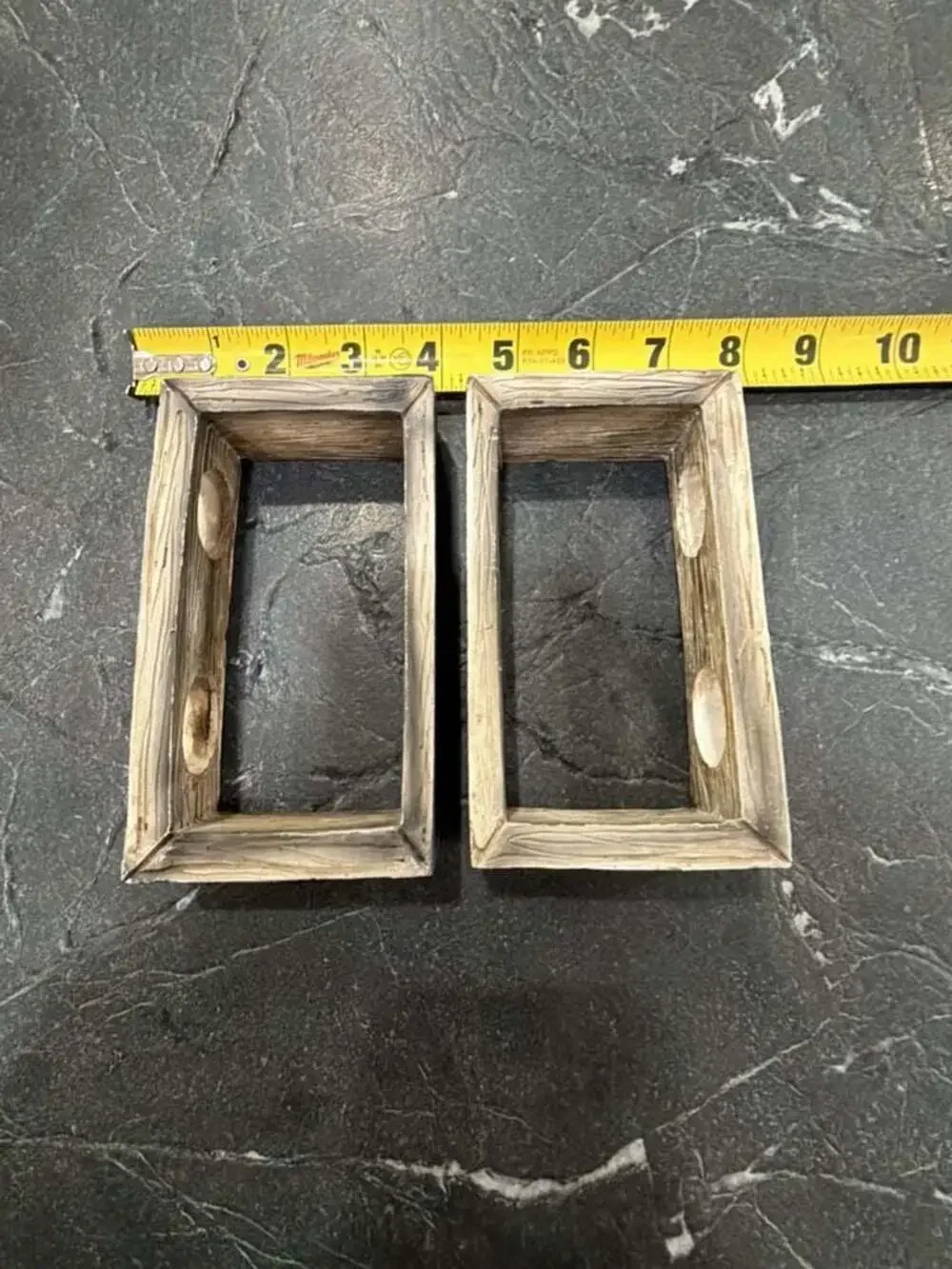 Rustic Faux Wood Carved Two-Hole Votive Candle Holder Set